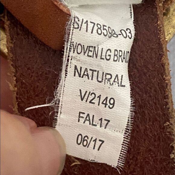 GAP Braided Tan Leather Belt Antique Brass Buckle OS Boho Western Cottage Beach main image 7